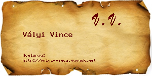 Vályi Vince névjegykártya